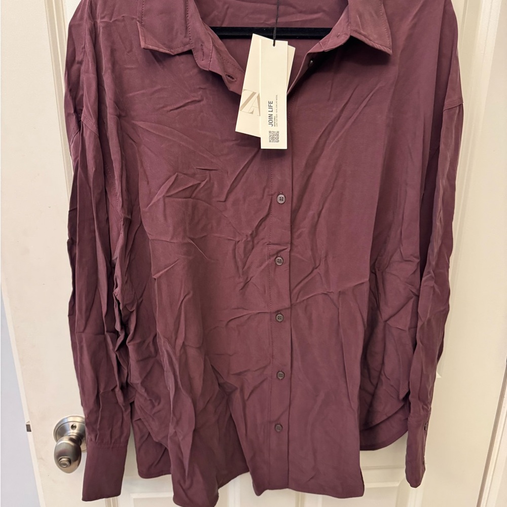 Zara Mauve Button-Up Shirt